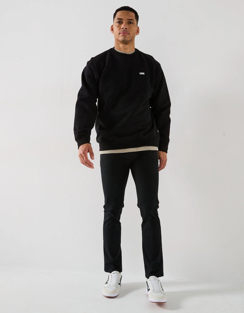 Mens Left Chest Logo Oversized Crew - Black
