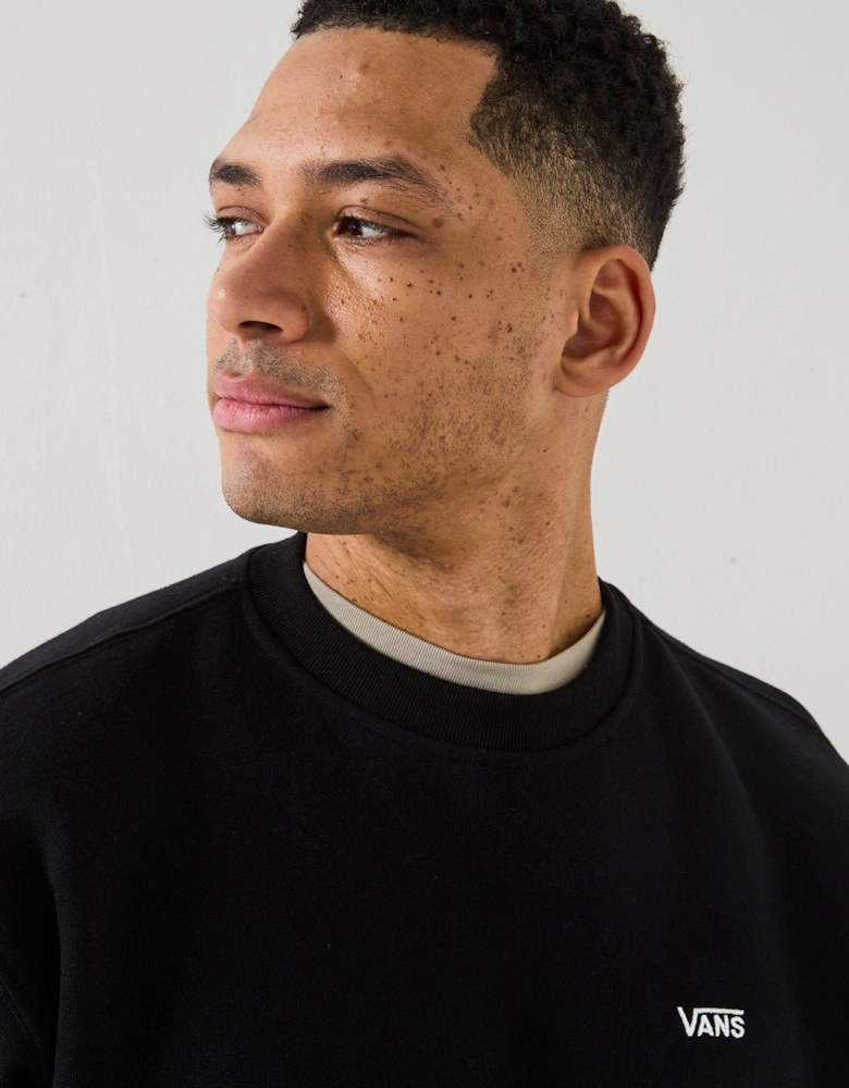 Mens Left Chest Logo Oversized Crew - Black