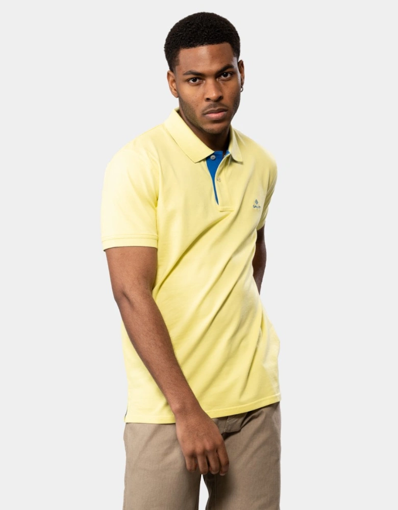 Mens Contrast Collar Pique Short Sleeve Rugger