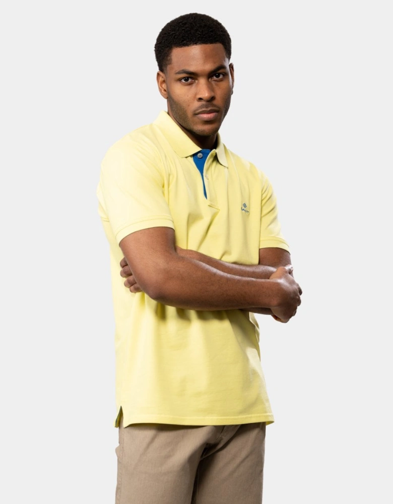 Mens Contrast Collar Pique Short Sleeve Rugger