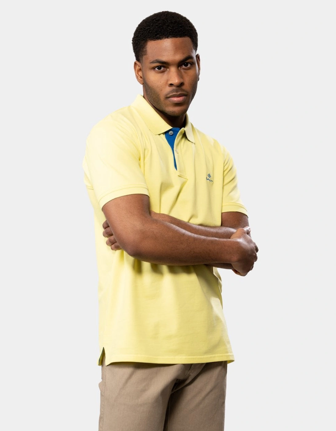 Mens Contrast Collar Pique Short Sleeve Rugger