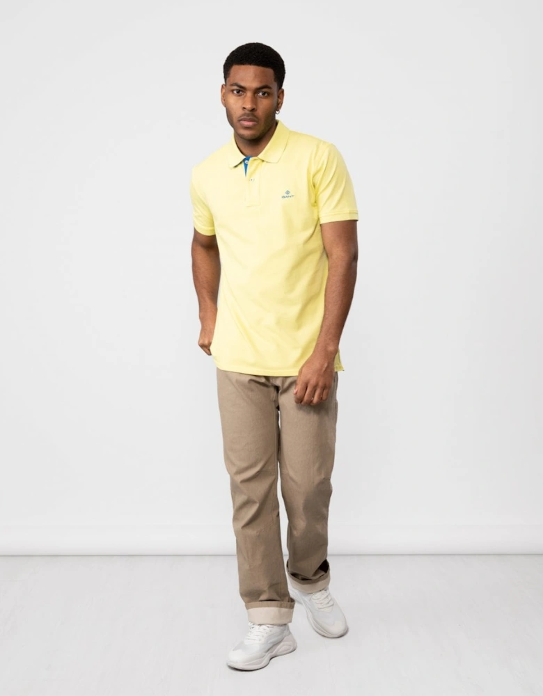 Mens Contrast Collar Pique Short Sleeve Rugger