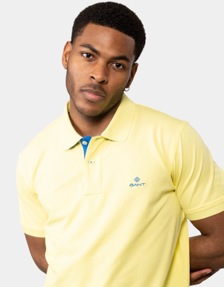 Mens Contrast Collar Pique Short Sleeve Rugger