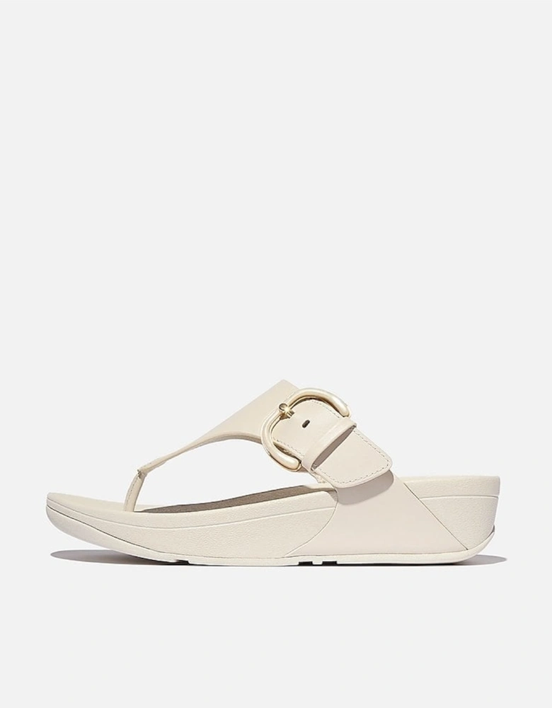 Womens Lulu Resin-Buckle Leather Toe-Post Sandals