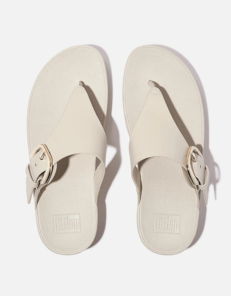 Womens Lulu Resin-Buckle Leather Toe-Post Sandals