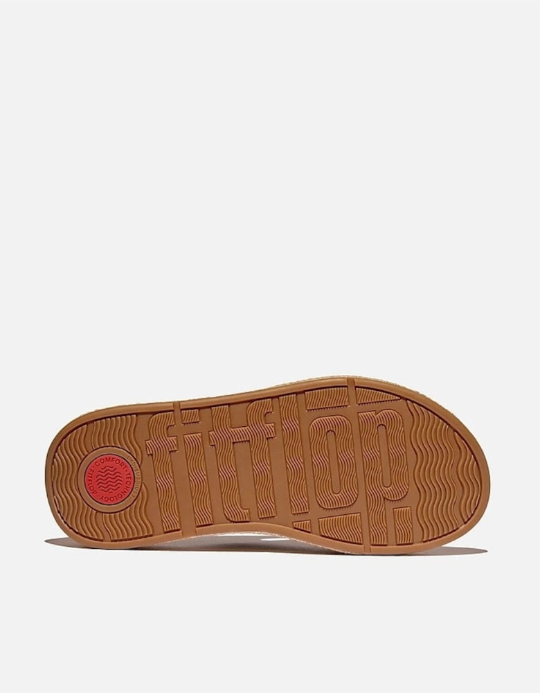 Womens F-Mode Espadrille Leather Flatform Cross Slides