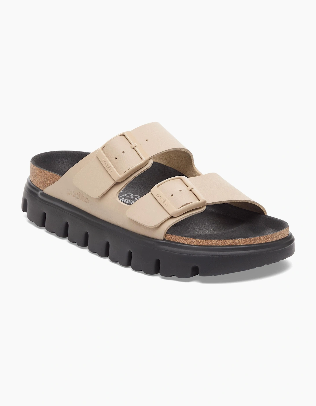 Women's Birkenstock Papillio Arizona Chunky Womens Birko-Flor Sandals - Sandcastle/Black - Tan - Size: 5/C