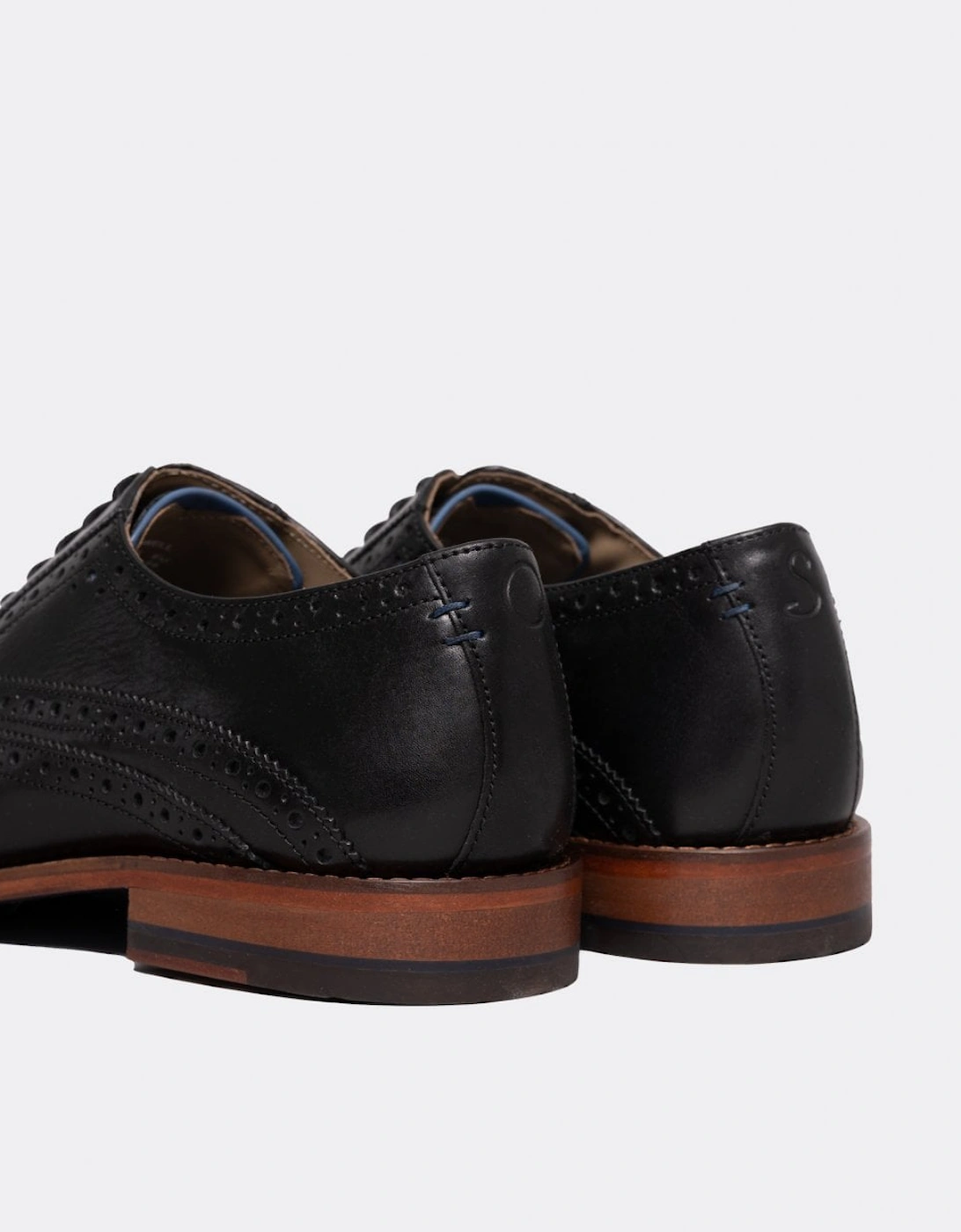 Ledwell Mens Wing Tip Oxford Brogues - Black