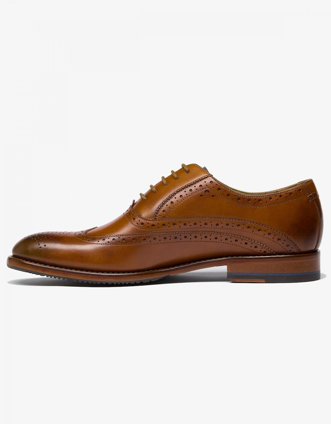 Ledwell Mens Wing Tip Oxford Brogues - Tan