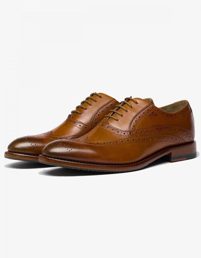Ledwell Mens Wing Tip Oxford Brogues - Tan