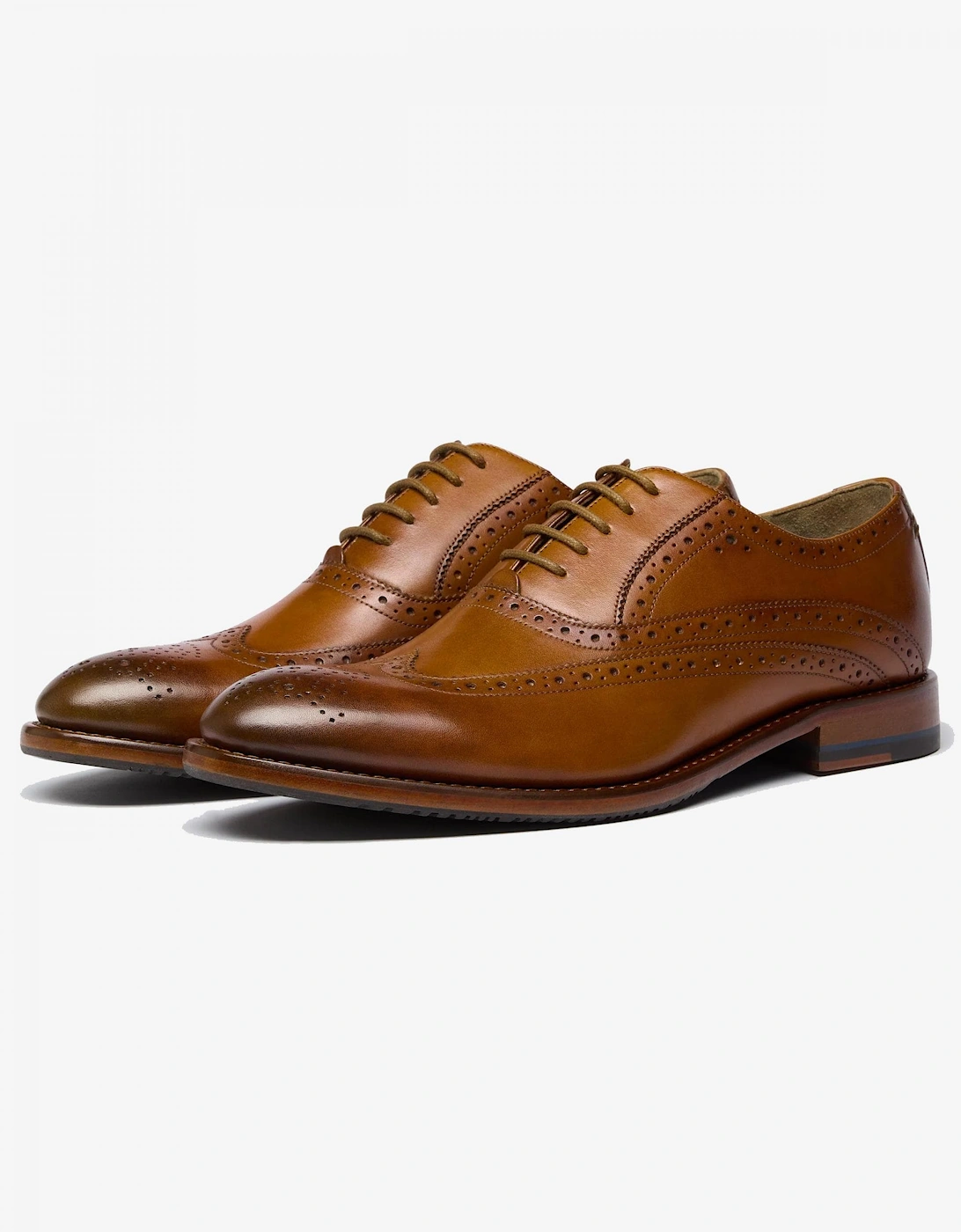 Ledwell Mens Wing Tip Oxford Brogues - Tan, 6 of 5