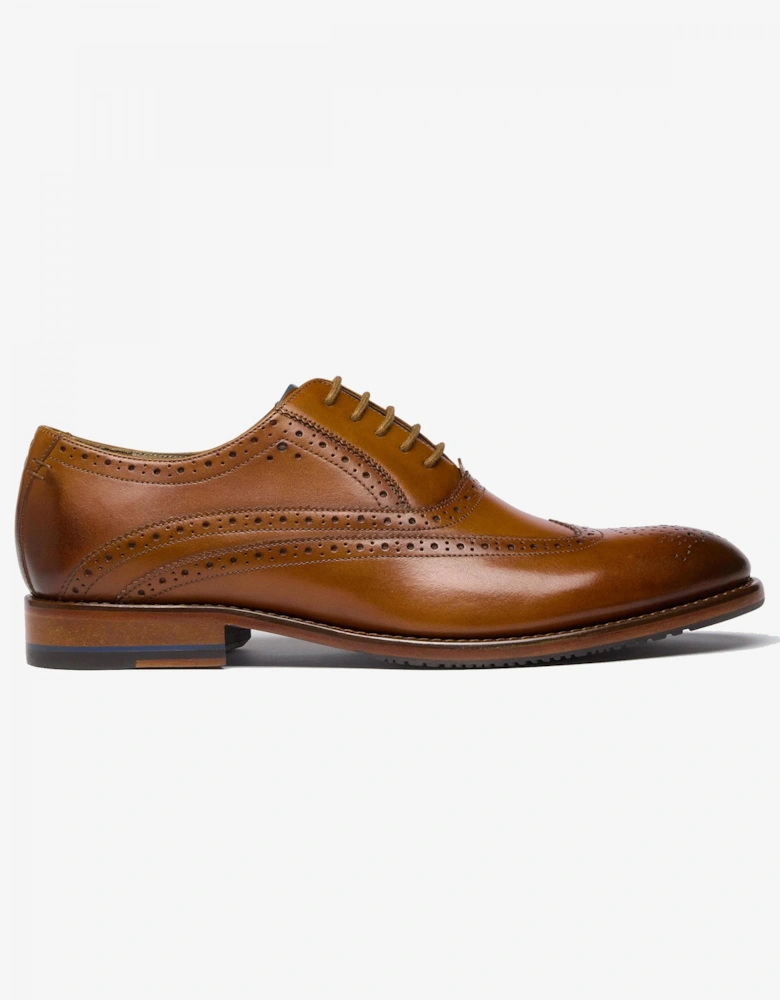 Ledwell Mens Wing Tip Oxford Brogues - Tan