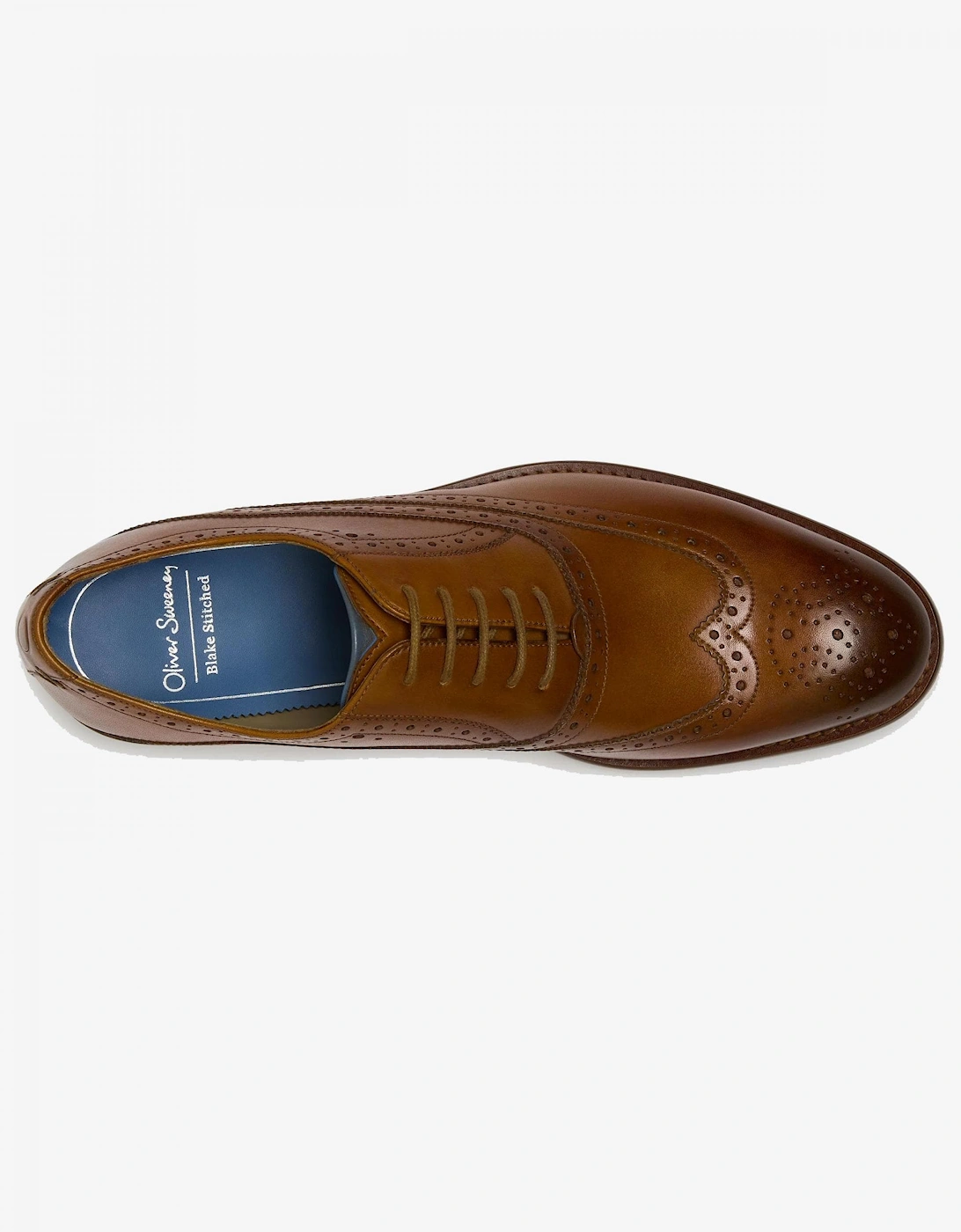 Ledwell Mens Wing Tip Oxford Brogues - Tan