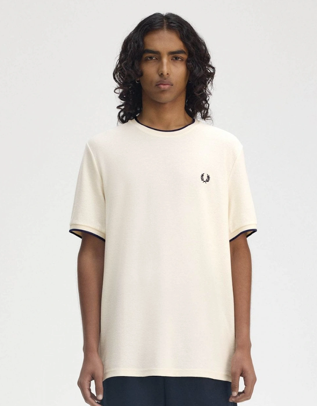 Men's Fred Perry Mens Crepe Pique T-Shirt - Ecru 560 - White - Size: 40