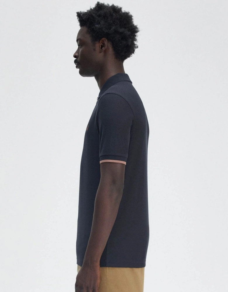 Mens Crepe Pique Zip Neck Polo Shirt