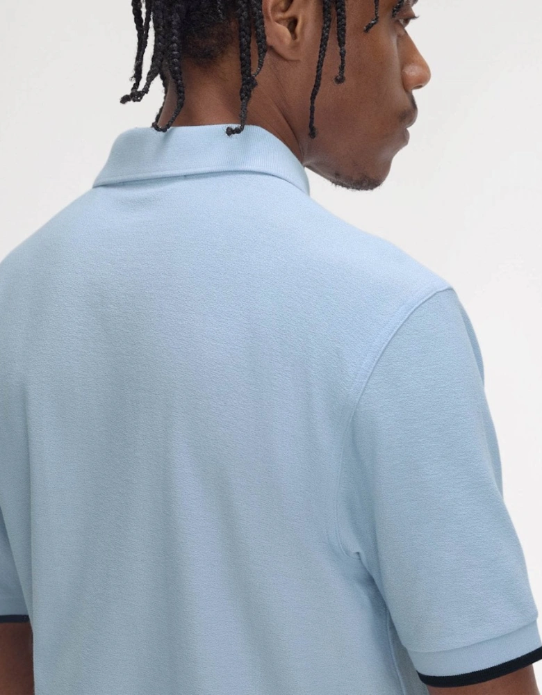 Mens Crepe Pique Zip Neck Polo Shirt