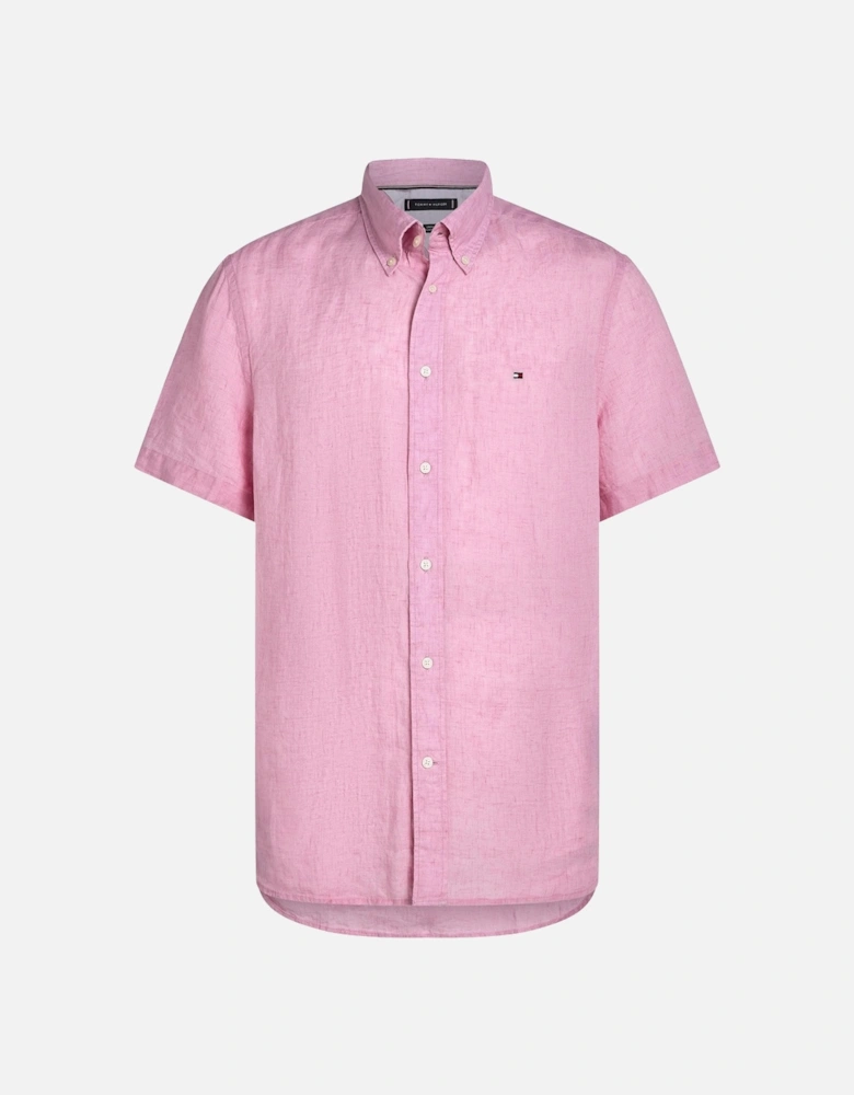 Pigment Dyed Linen Short Sleeve Mens Shirt