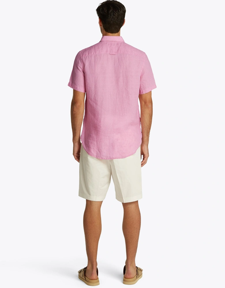 Pigment Dyed Linen Short Sleeve Mens Shirt