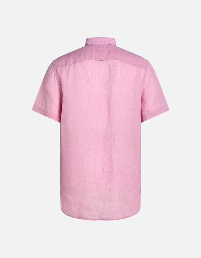 Pigment Dyed Linen Short Sleeve Mens Shirt