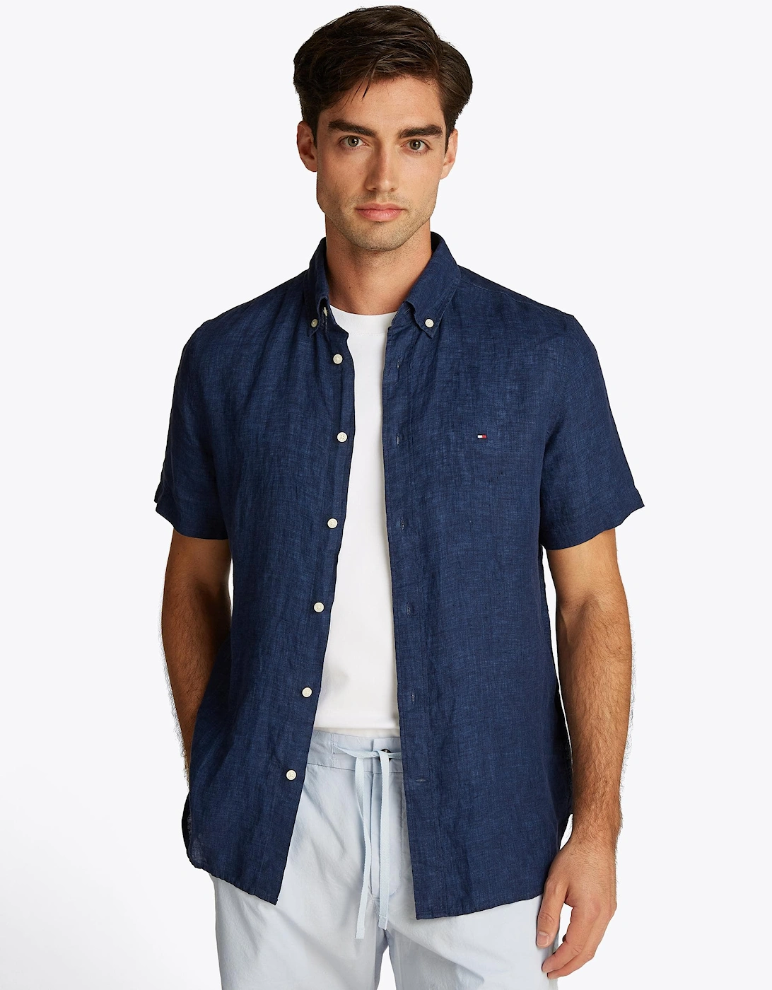 Pigment Dyed Linen Short Sleeve Mens Shirt, 7 of 6