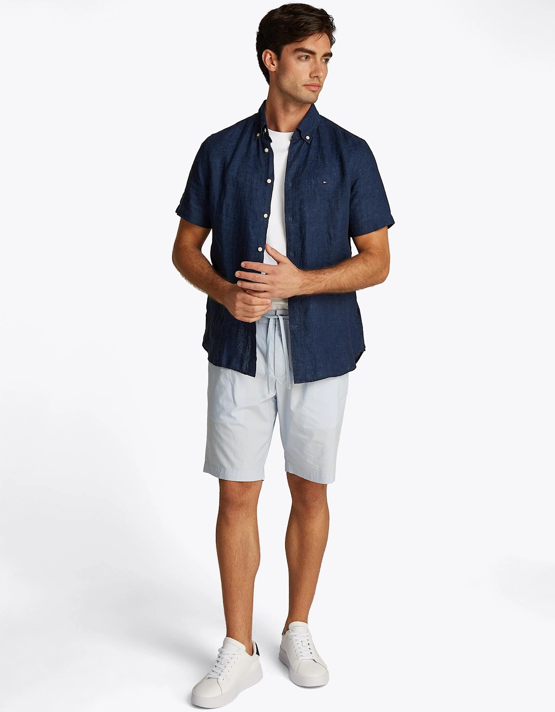 Pigment Dyed Linen Short Sleeve Mens Shirt