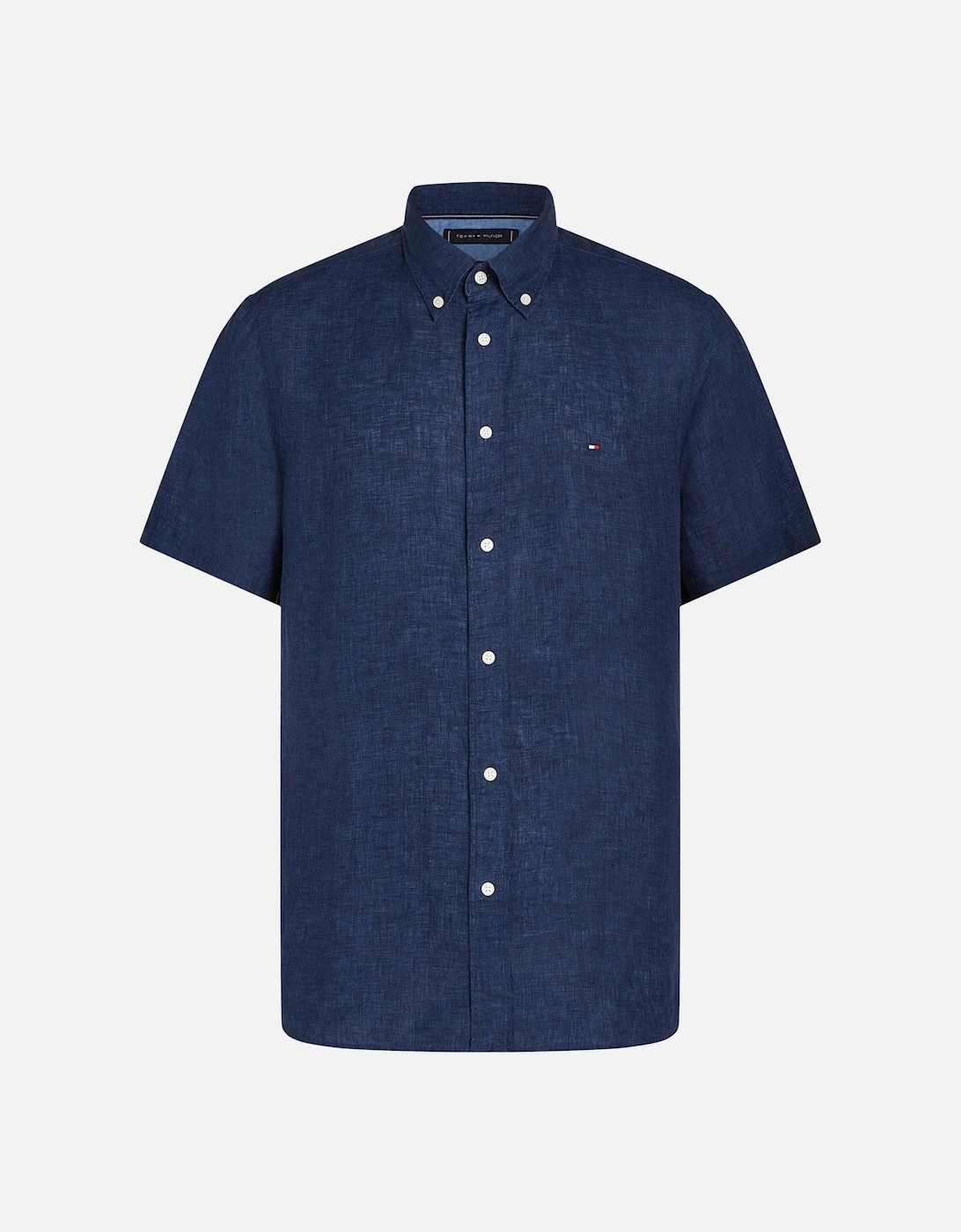 Pigment Dyed Linen Short Sleeve Mens Shirt