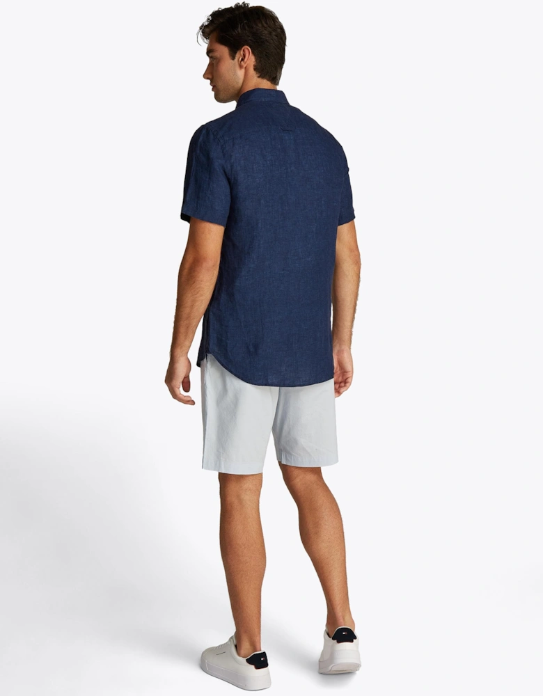 Pigment Dyed Linen Short Sleeve Mens Shirt