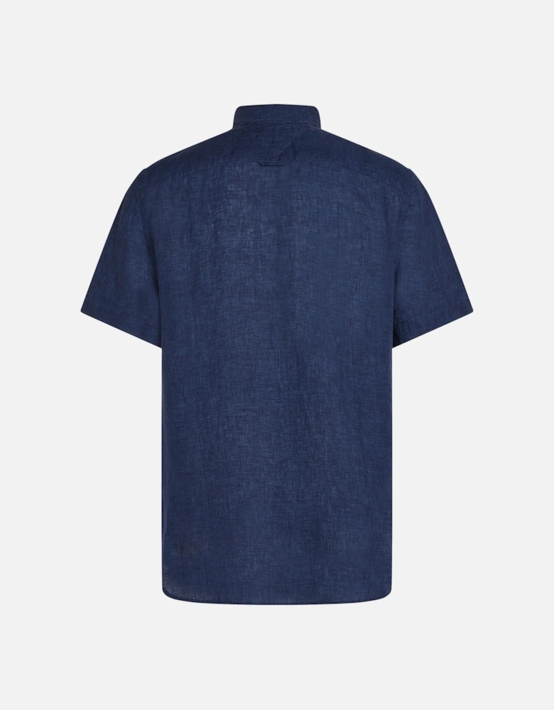 Pigment Dyed Linen Short Sleeve Mens Shirt