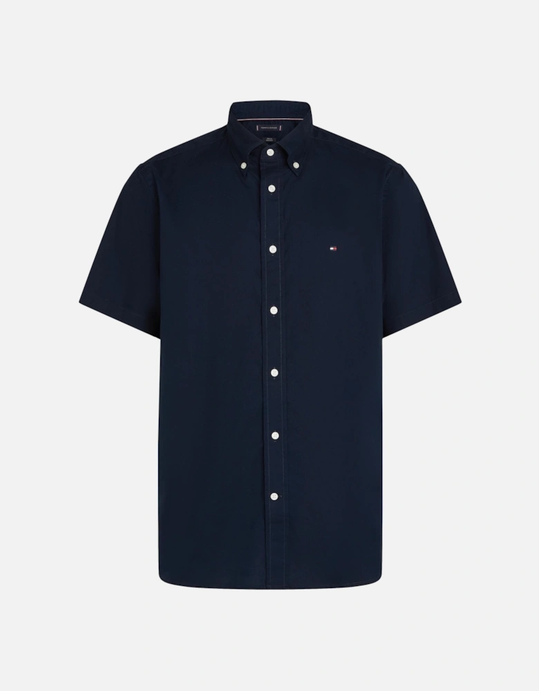 Flex Poplin Solid Short Sleeve Mens Shirt