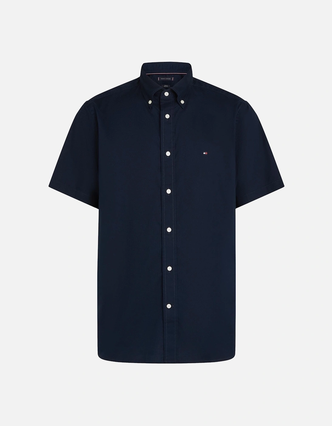 Flex Poplin Solid Short Sleeve Mens Shirt