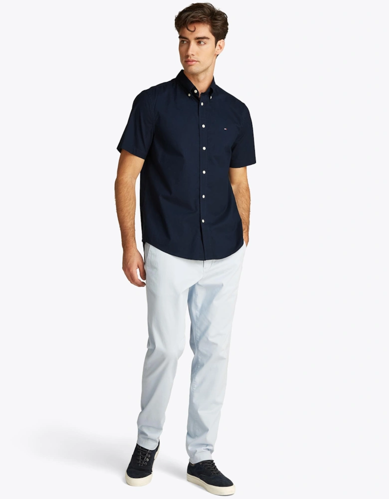 Flex Poplin Solid Short Sleeve Mens Shirt