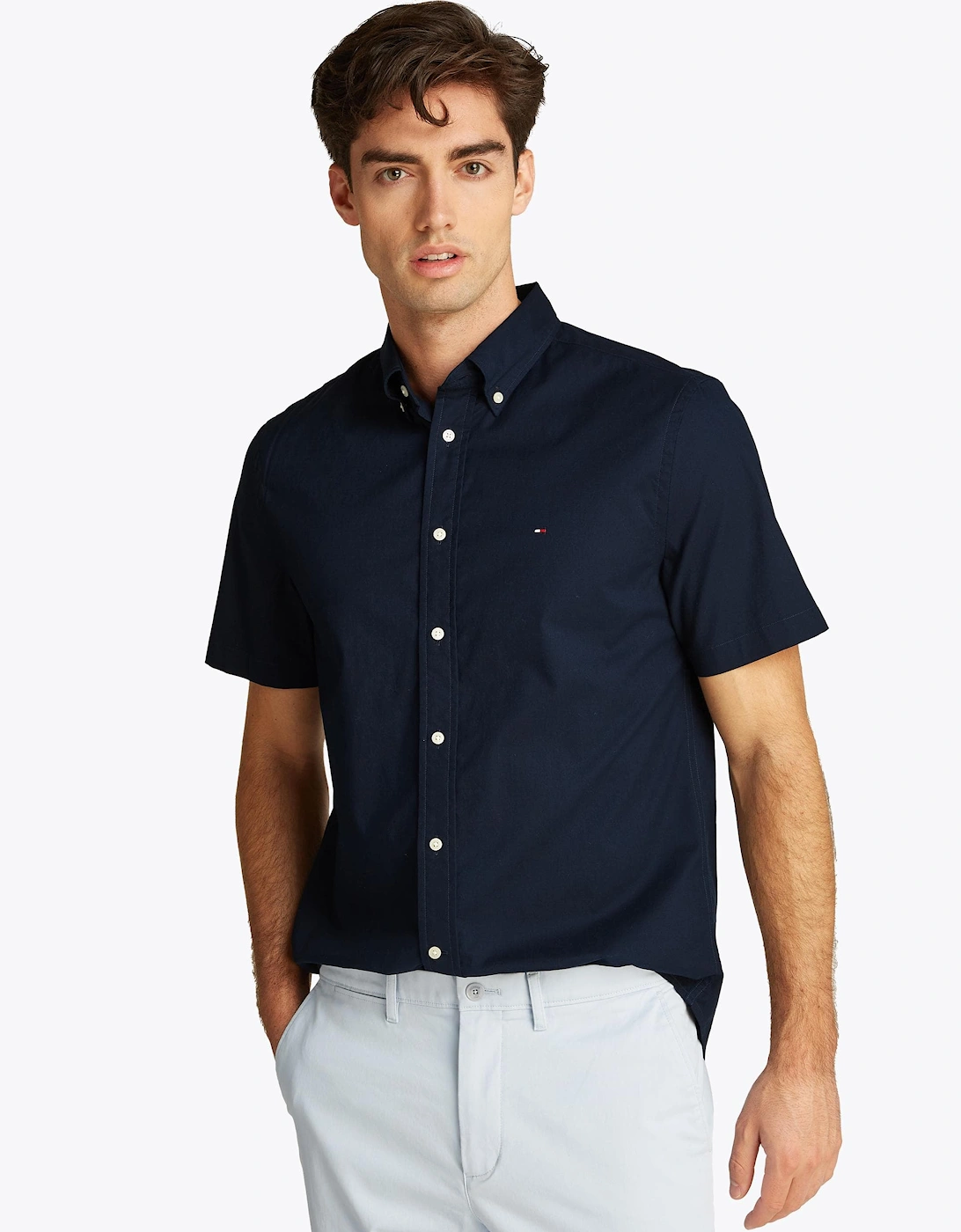 Flex Poplin Solid Short Sleeve Mens Shirt, 7 of 6