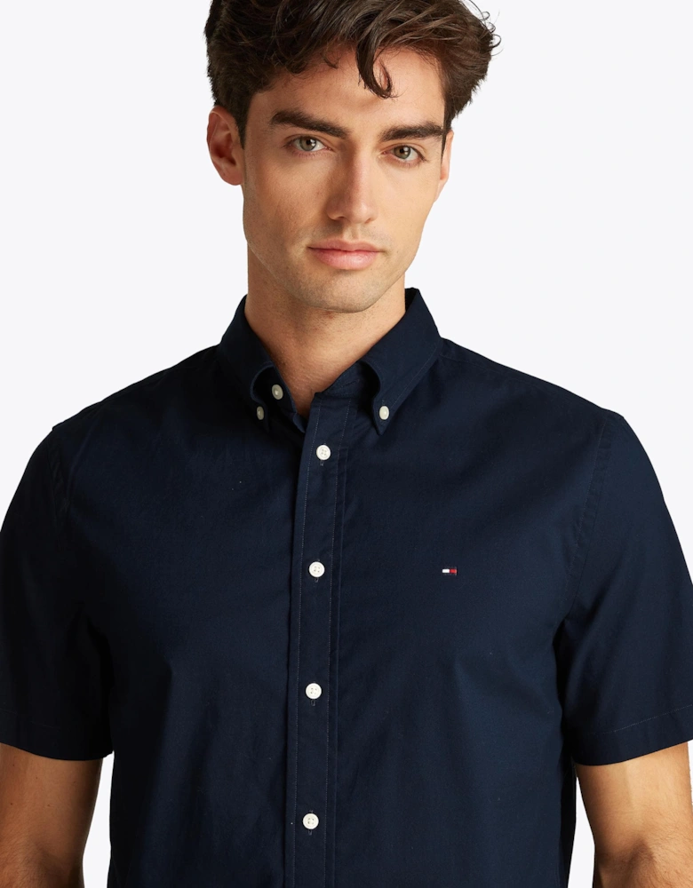 Flex Poplin Solid Short Sleeve Mens Shirt
