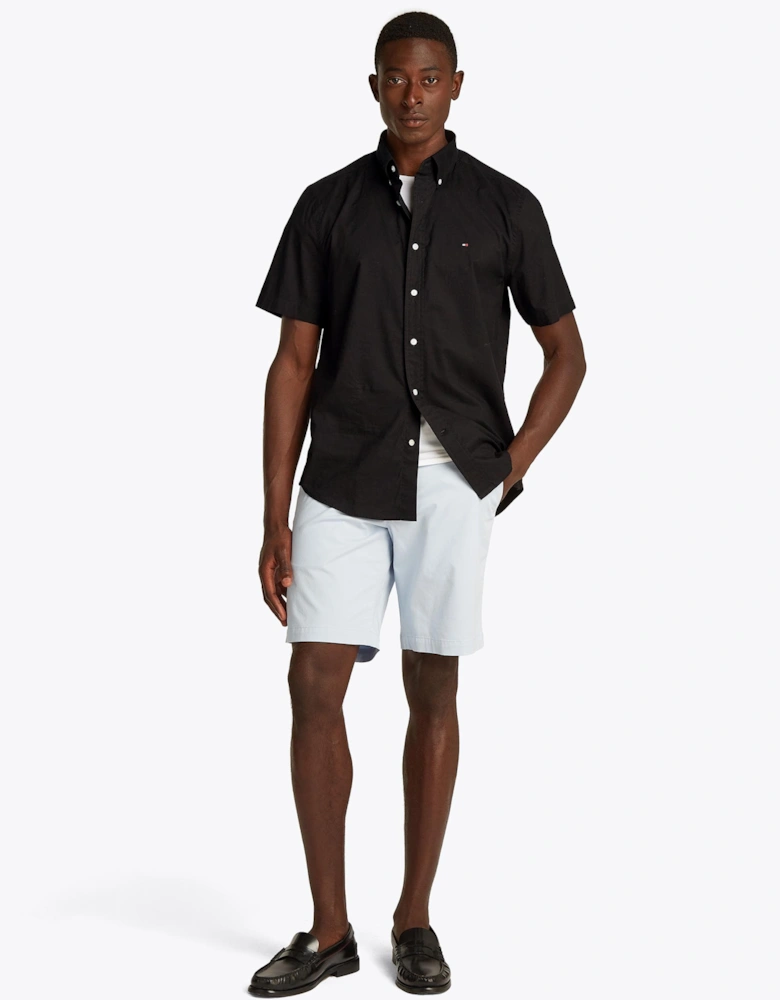 Flex Poplin Solid Short Sleeve Mens Shirt