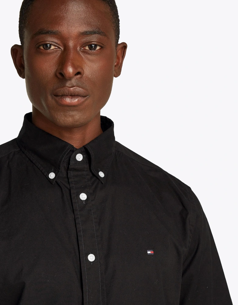 Flex Poplin Solid Short Sleeve Mens Shirt