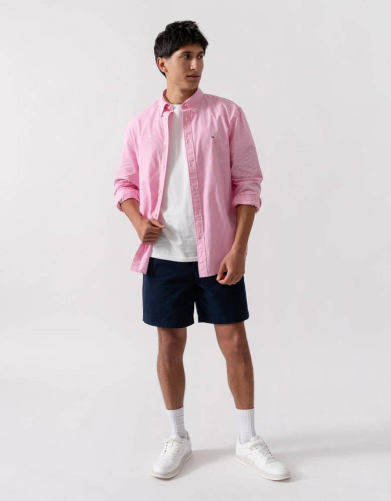 Flex Poplin Gingham Long Sleeve Mens Shirt