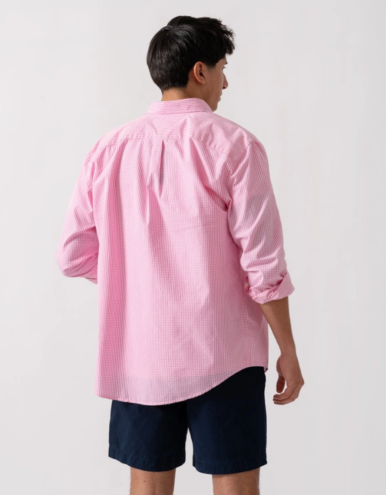 Flex Poplin Gingham Long Sleeve Mens Shirt