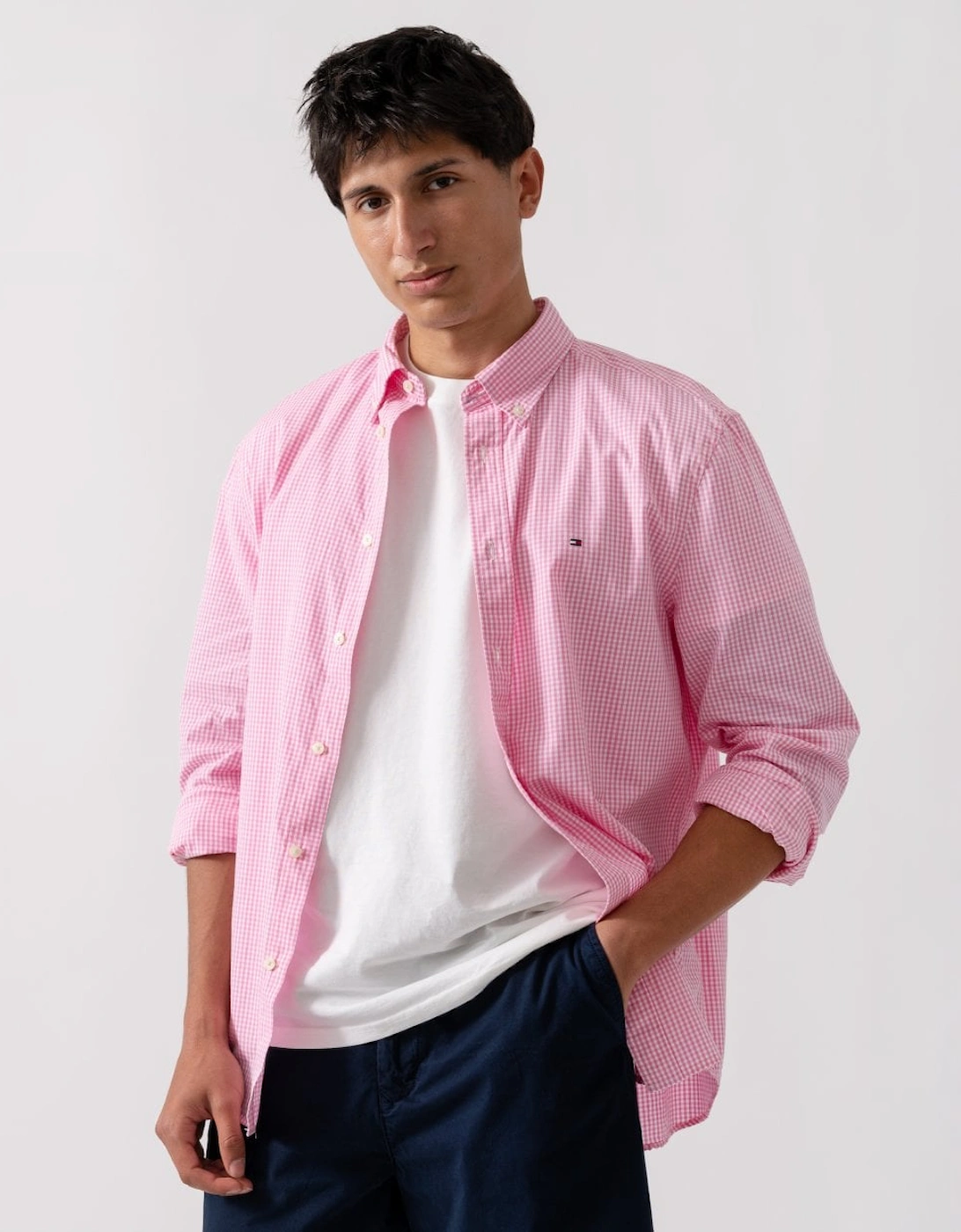 Flex Poplin Gingham Long Sleeve Mens Shirt, 6 of 5