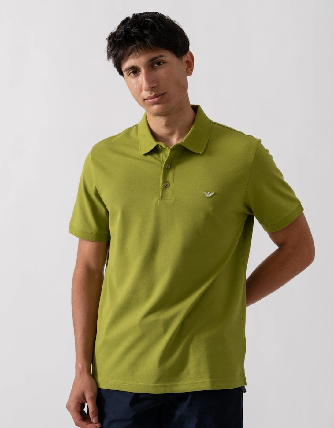 Men's Emporio Armani Mens Eagle Logo Beach Polo - Guacamole - Green - Size: 40