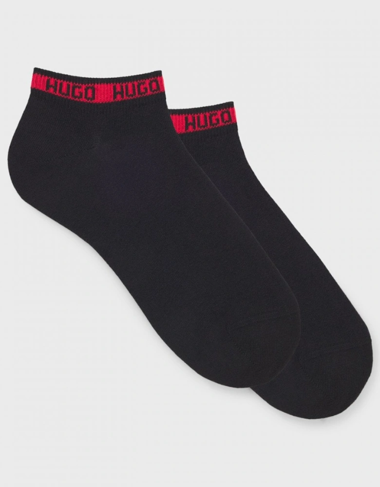 HUGO 2 Pack Mens Ankle-Length Socks with Branded Cuffs NOS