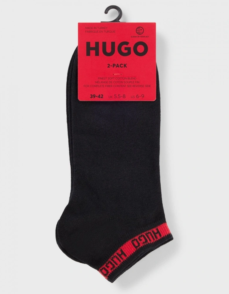 HUGO 2 Pack Mens Ankle-Length Socks with Branded Cuffs NOS