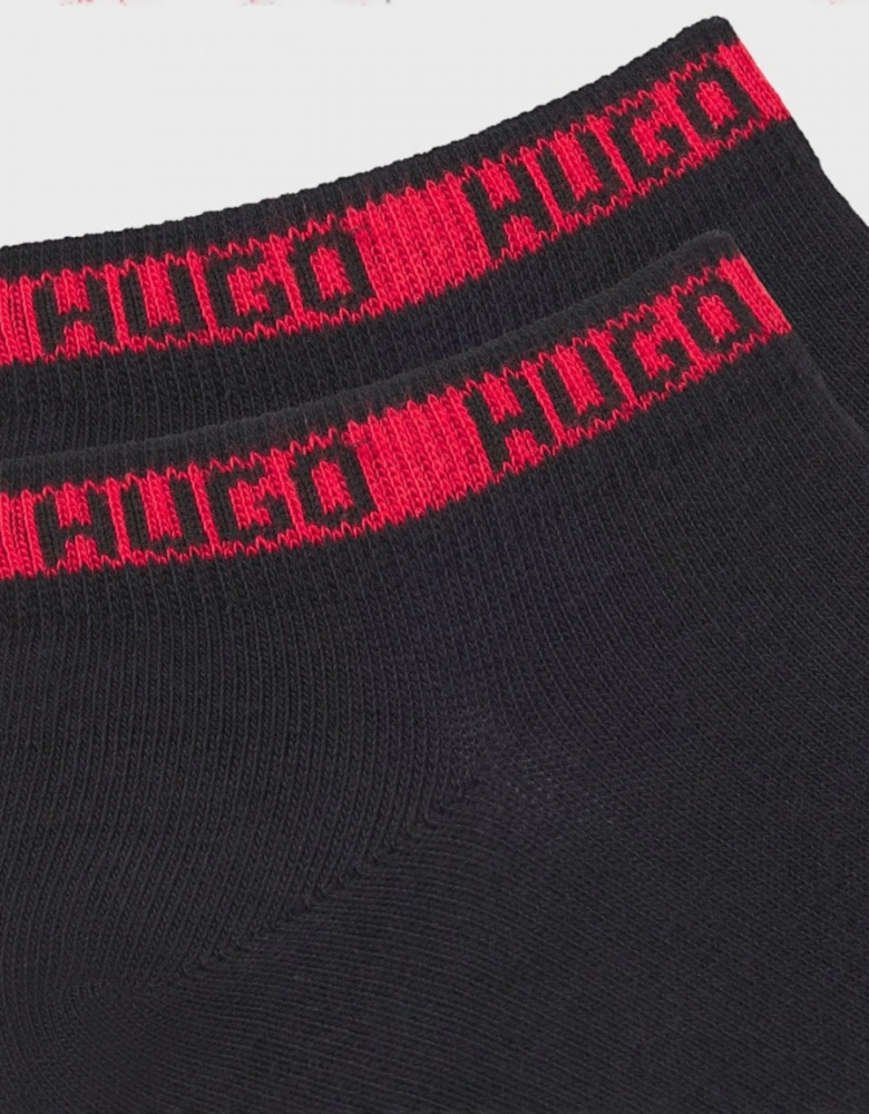 HUGO 2 Pack Mens Ankle-Length Socks with Branded Cuffs NOS