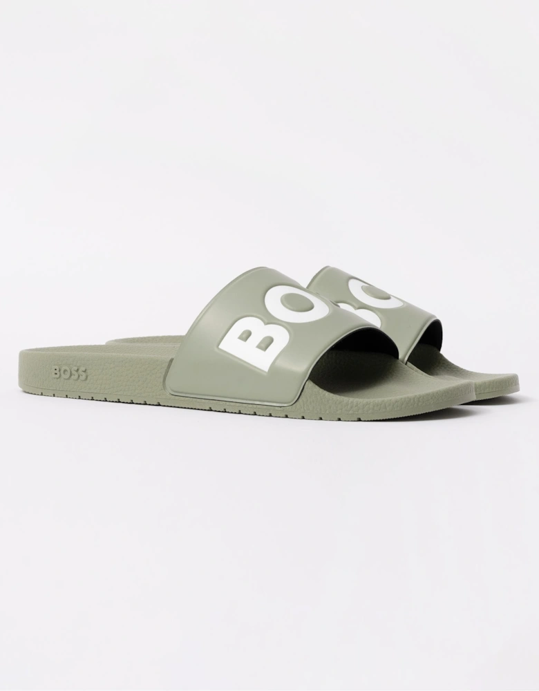 BOSS Orange Aryeh Mens Italian-Made Slides With Large Logo Detail