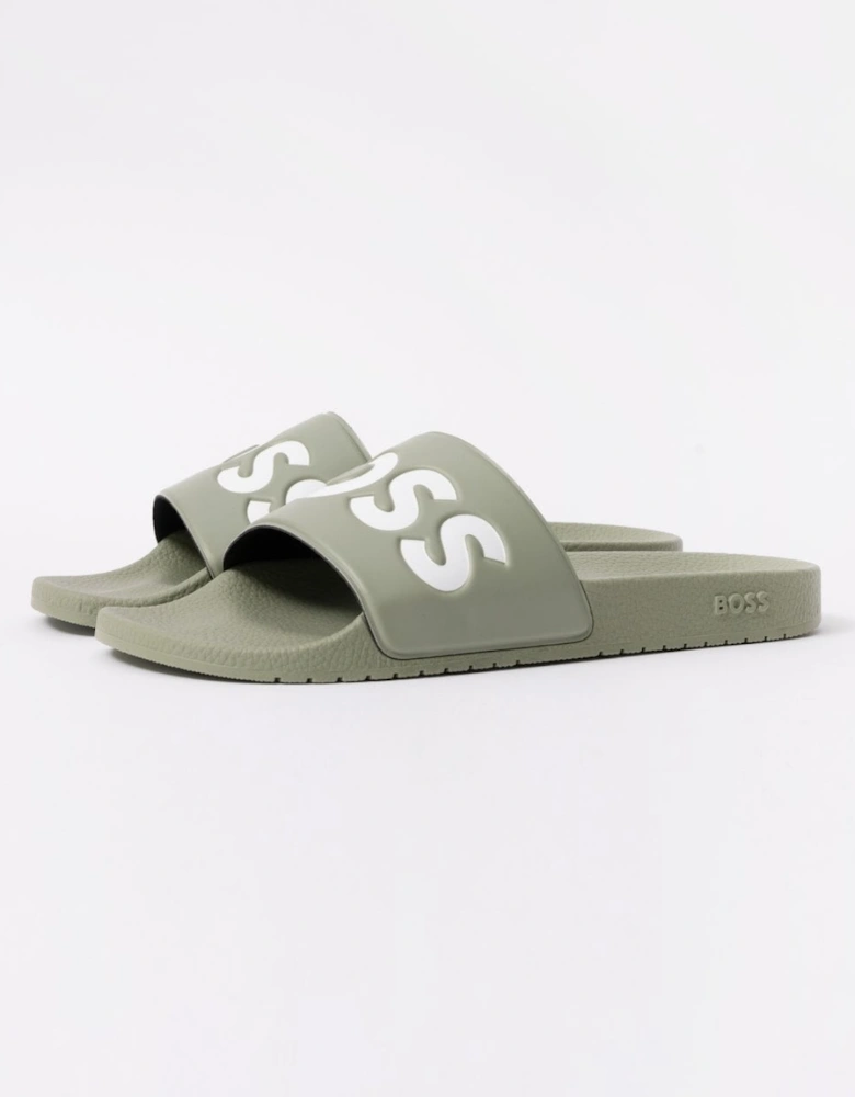 BOSS Orange Aryeh Mens Italian-Made Slides With Large Logo Detail
