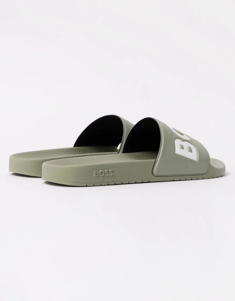 BOSS Orange Aryeh Mens Italian-Made Slides With Large Logo Detail