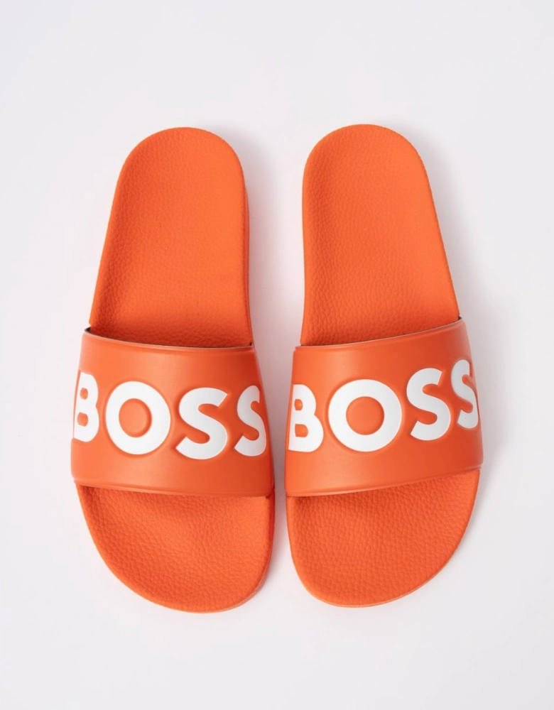 BOSS Orange Aryeh Mens Italian-Made Slides With Large Logo Detail