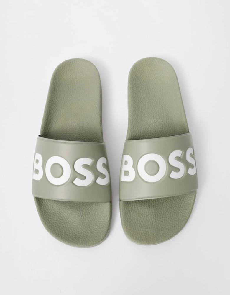 BOSS Orange Aryeh Mens Italian-Made Slides With Large Logo Detail