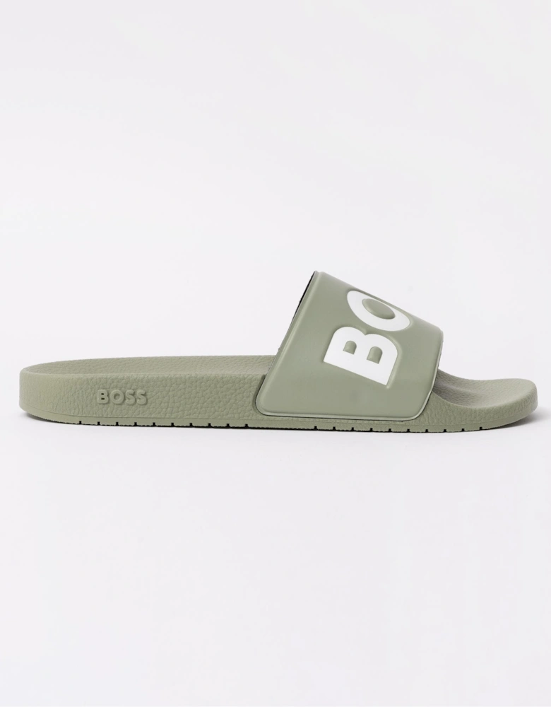 BOSS Orange Aryeh Mens Italian-Made Slides With Large Logo Detail