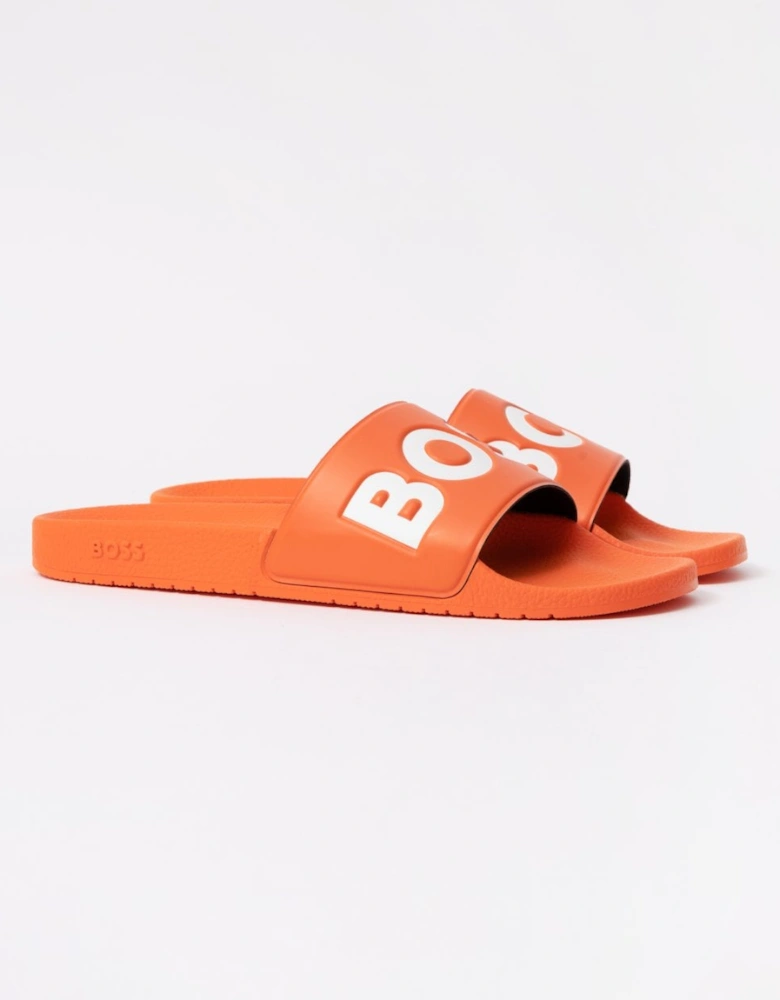 BOSS Orange Aryeh Mens Italian-Made Slides With Large Logo Detail