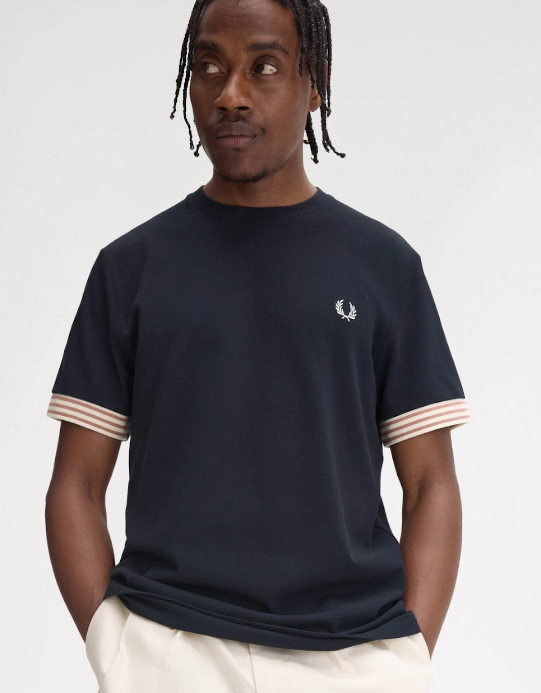 Mens Striped Cuff T-Shirt, 8 of 7